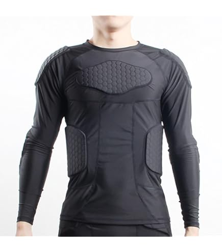 Padded Compression Shirt | Black Long Sleeve Football Suit